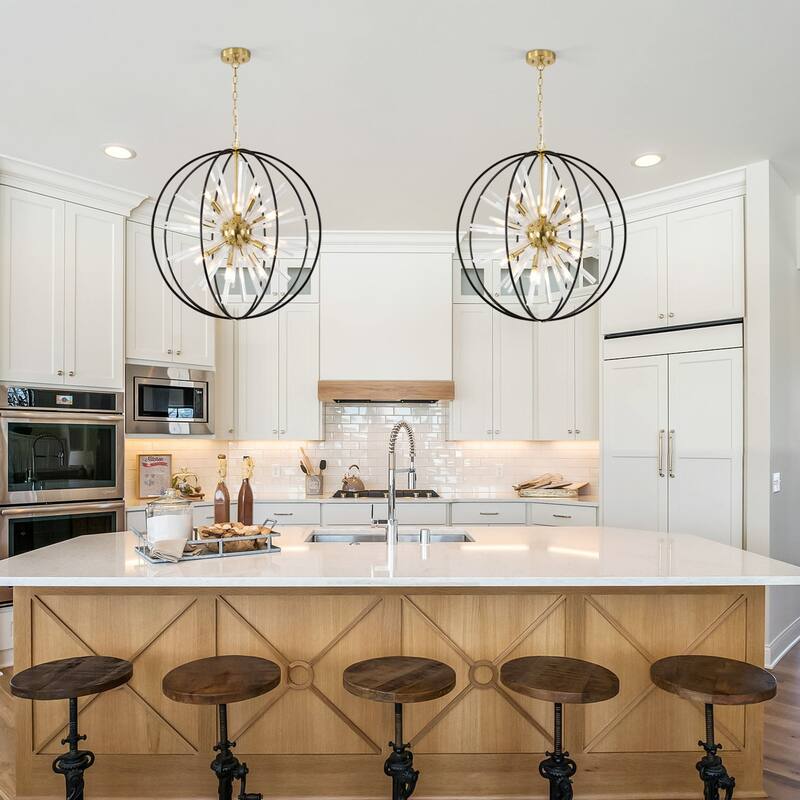 Modern Chandelier 27" 10-light Black and Gold Orb