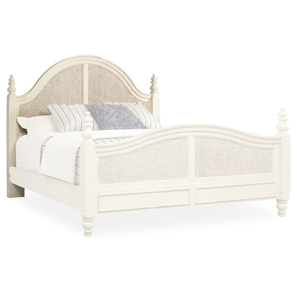 Hooker Furniture 5900 90251 Sandcastle 66 Wide Queen Size Rubberwood Coastal Style Headboard With Seagrass Accent