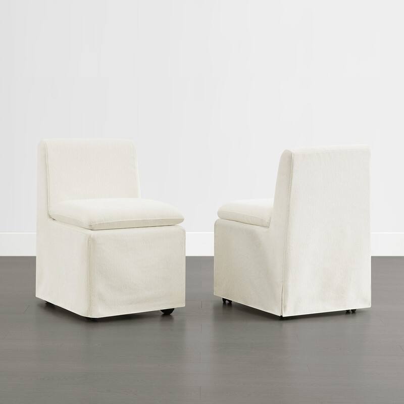 Spruce & Spring Modern Upholstered Dining Chair with Casters, Removable Washable Slipcover