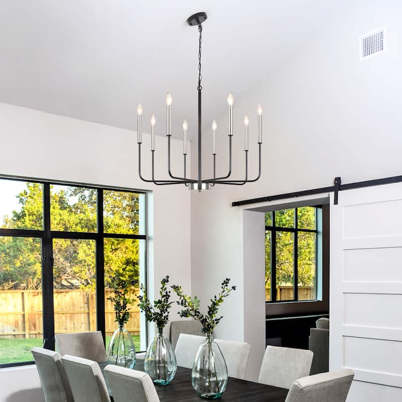 8-Light Farmhouse Traditional Candle Chandelier for Dining Room Bedroom Living Room