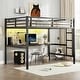 preview thumbnail 3 of 11, Metal Full Size Loft Bed with Power Outlet and LED Lighted, Space-Saving, Noise Reduced, Black