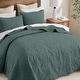preview thumbnail 36 of 110, Madison Park Quebec Embroidered Reversible Oversized 3-piece Solid Texture Bedspread Quilt Set with Matching Shams