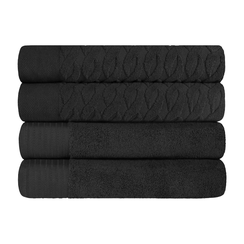 Turkish Cotton Herringbone and Solid Bath Towel Set by Superior