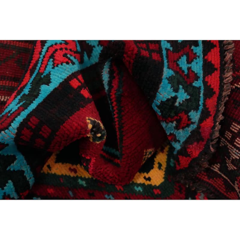 Hand Knotted Oriental 100% Wool Carpet Traditional Tribal Red Shiraz Area Rug - 9' 5'' X 4' 11''