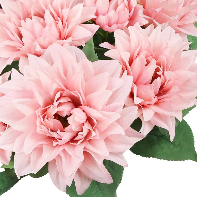 Set of 2 Blush Pink Artificial Dahlia Flower Stem Bush Bouquet 18in 18" L x 8" W x 8" DP Bed