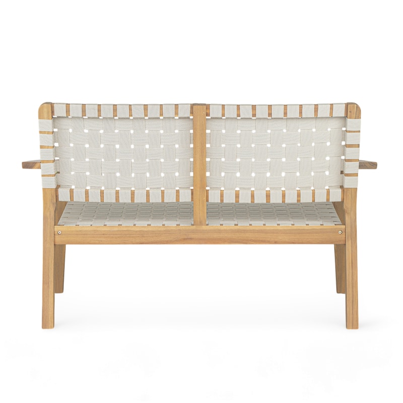 Christopher Knight Home - Hilary Acacia Wood Outdoor Loveseat with Woven Rope, 2-Seater Sofa