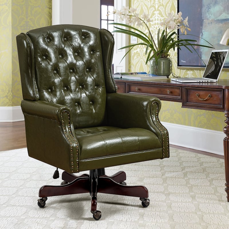 AVAWING Classic Executive Office Chair High Back Wingback Boss Chair - N/A - Green