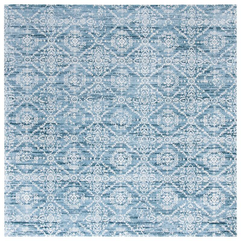SAFAVIEH Isabella Candyce Traditional Rug - 6'7" Square - Denim Blue/Ivory