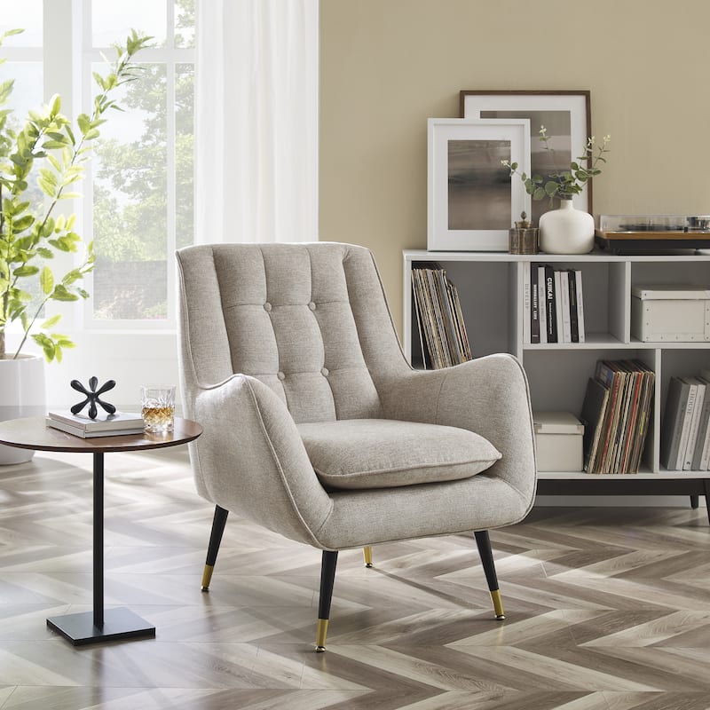 Art Leon Mid-century Modern Accent Arm Chair (SET OF 2) - SINGLE - Off White