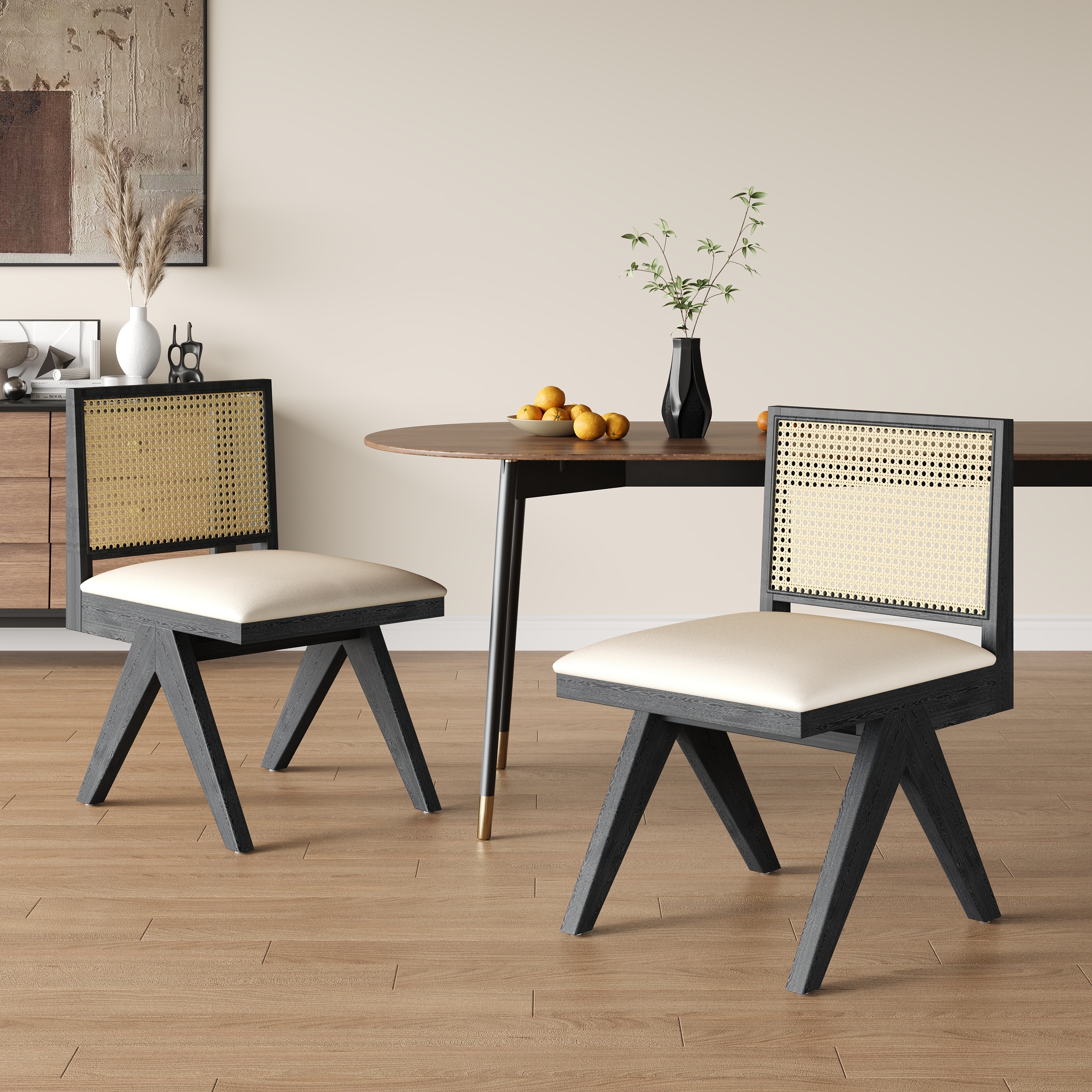 Chandigarh Dining Chairs, Black and Grey Set of 2