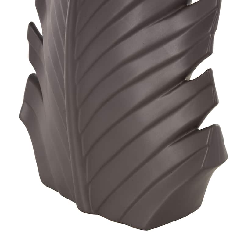 Ceramic Palm Tree Curved Leaf Decorative Vase - Black or White - Roche River Decor