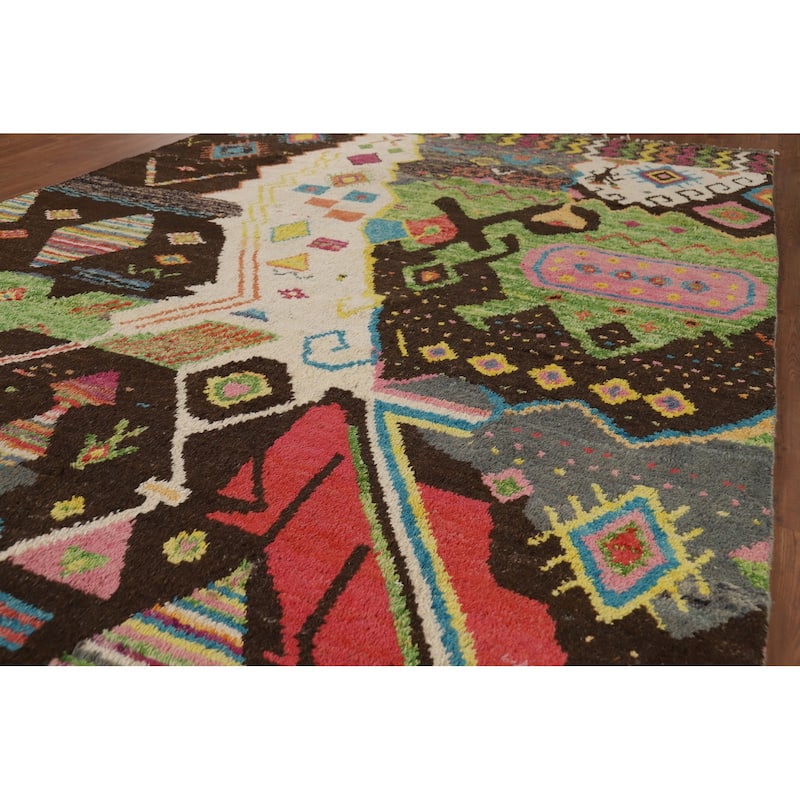 Plush Moroccan Oriental Area Rug Hand-Knotted Wool Carpet - 8'11" x 12'7"