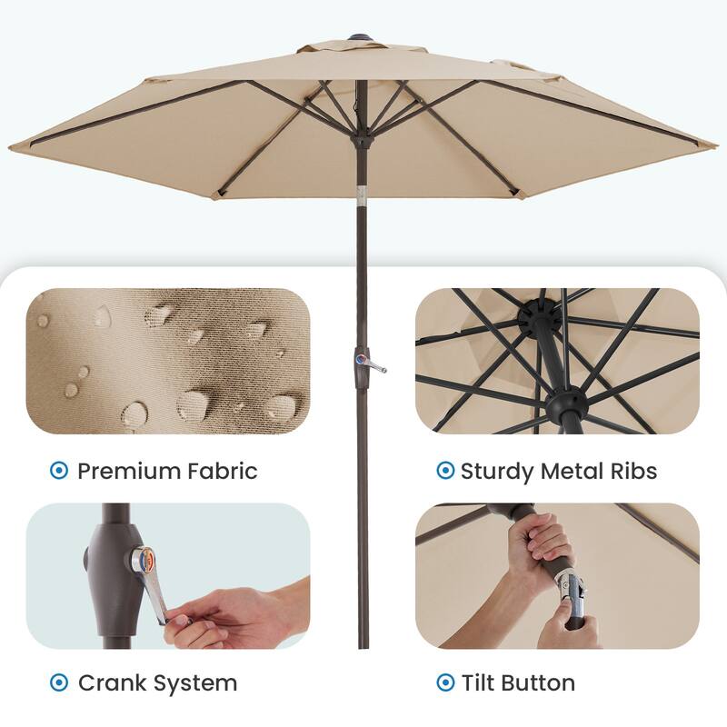 7.5-ft Patio Market Umbrella with UV-Risistance,Crank & Tilt