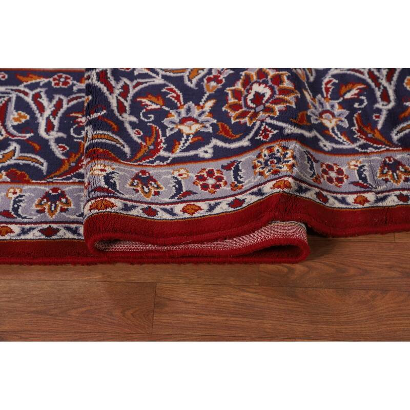 Traditional Kashan Turkish Area Rug Floral Machine-Made Carpet - 9'8" x 12'9"