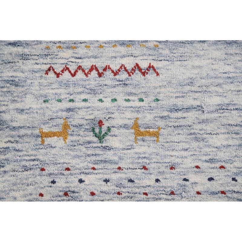 Gabbeh Beige Indian Area Rug Hand-Knotted Wool Carpet - 9'1"x 11'10"