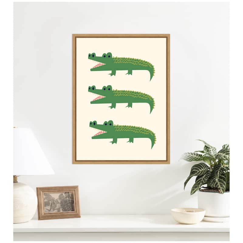 Kate and Laurel Alligator by Laura Moss Framed Canvas Wall Art Print