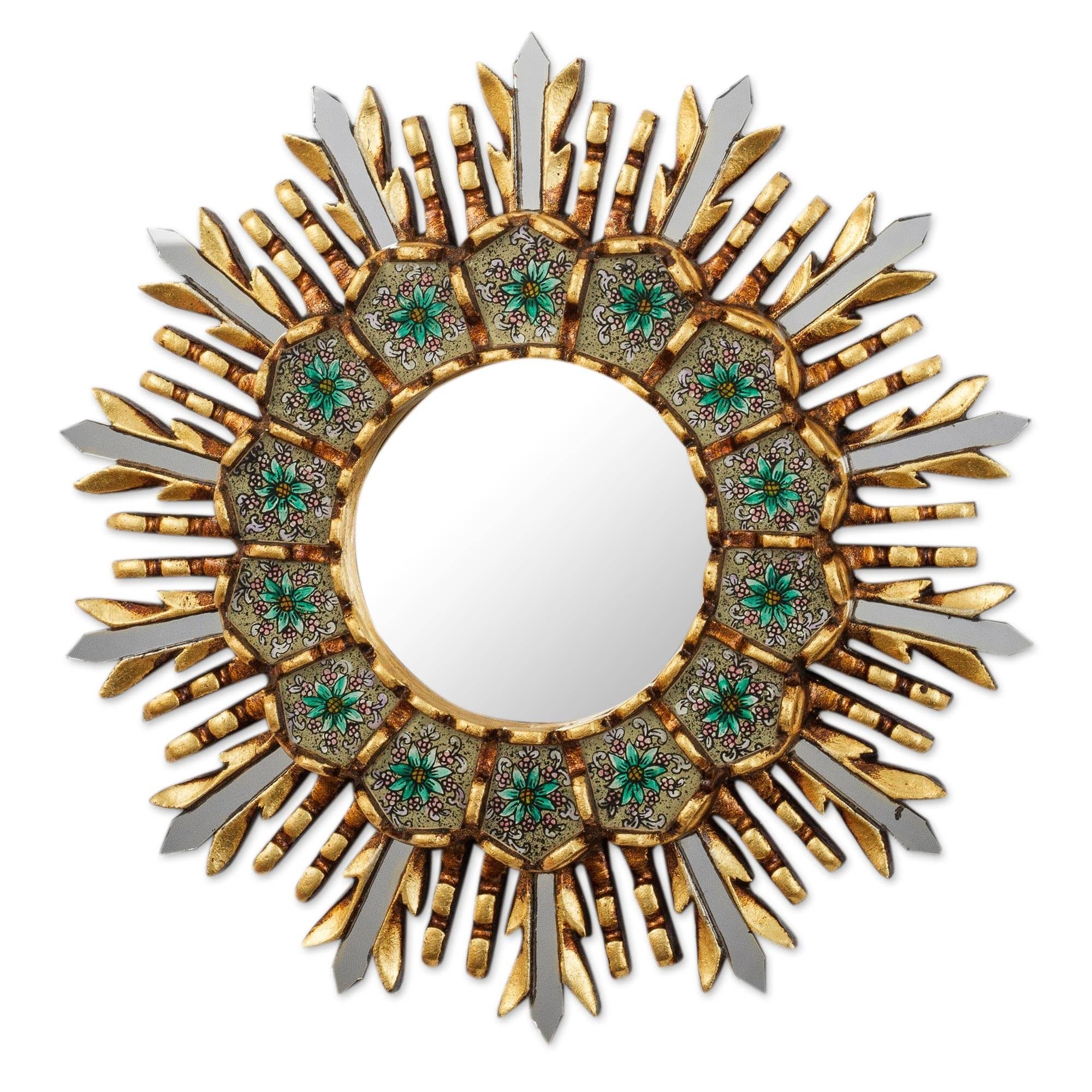 NOVICA Cusco Meadow, Reverse-painted glass wall accent mirror