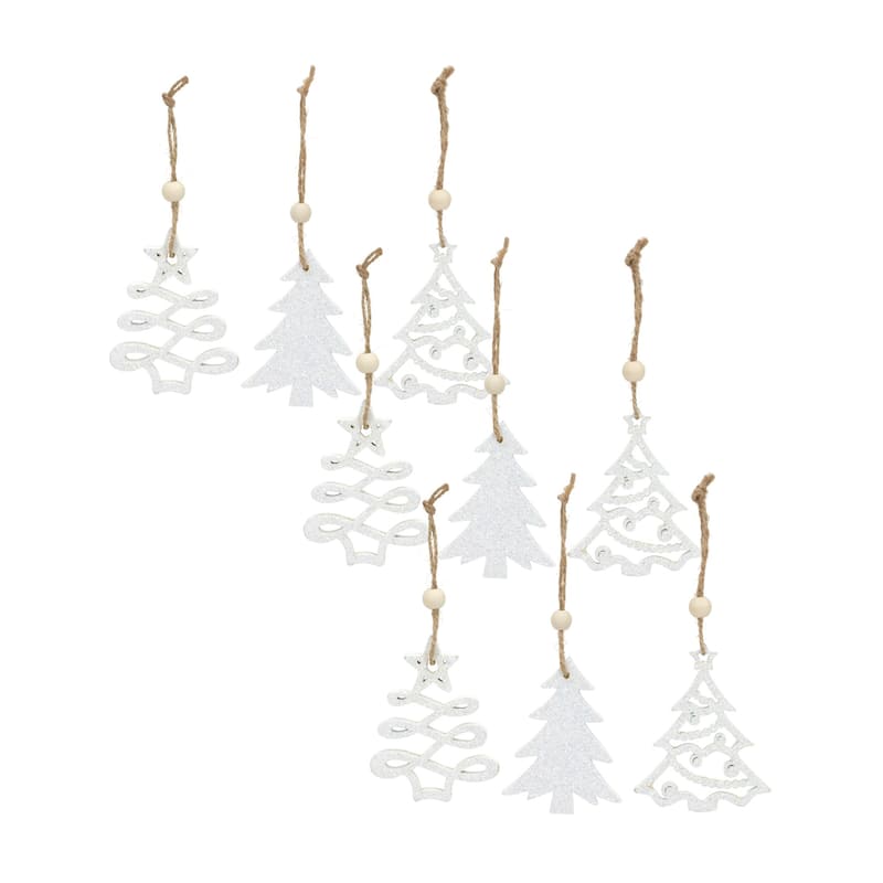 Set of 9 White Christmas Tree Ornaments 3"