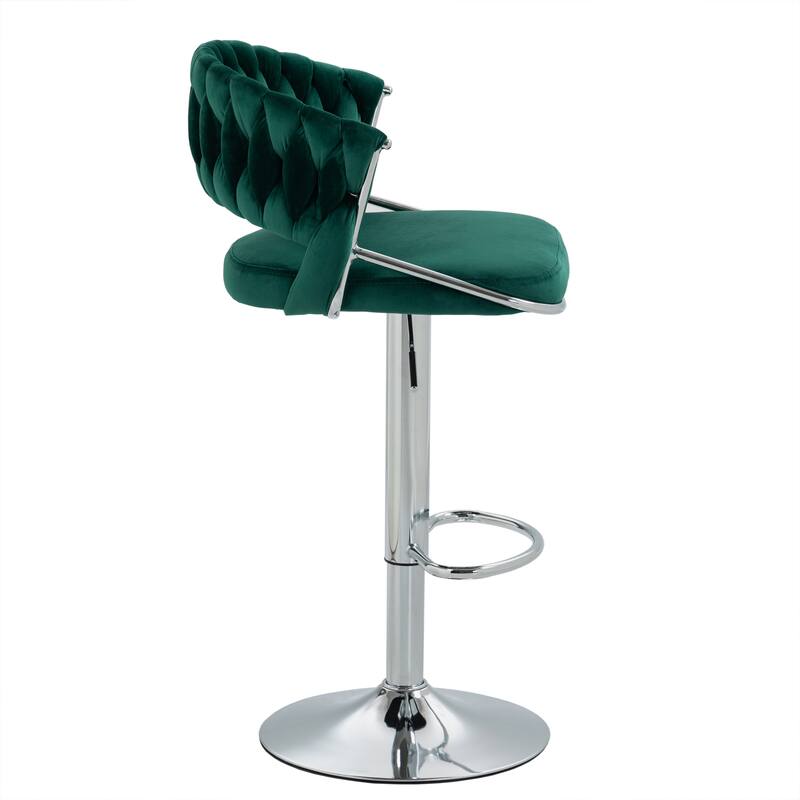 Set of 4 Bar Stool Adjustable Height with Swivel Seat