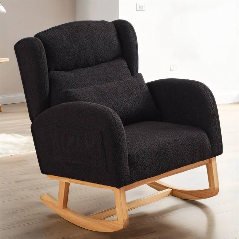 27.2"W Accent High Backrest Lounge Arm Rocking Chair, Two Side Pocket