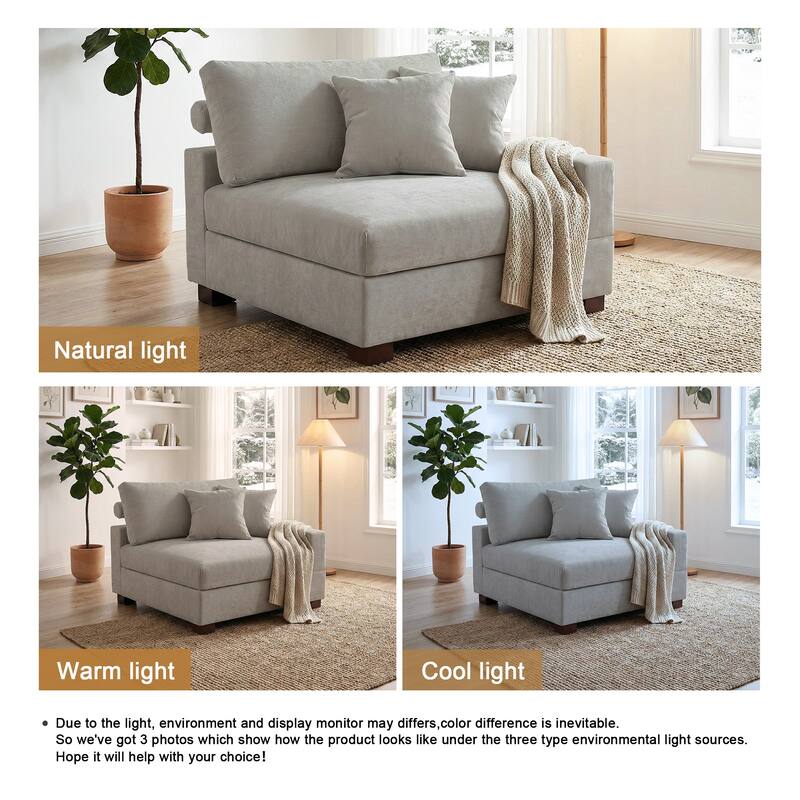 Chenille Upholstered Armless Accent Chair With Plush Cushion