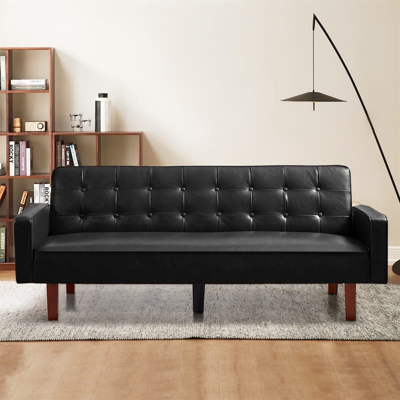 Sofa Bed Couch Faux Leather Loveseat Sofa Convertible Modern Futon Couch Small Sleeper Futons Bed