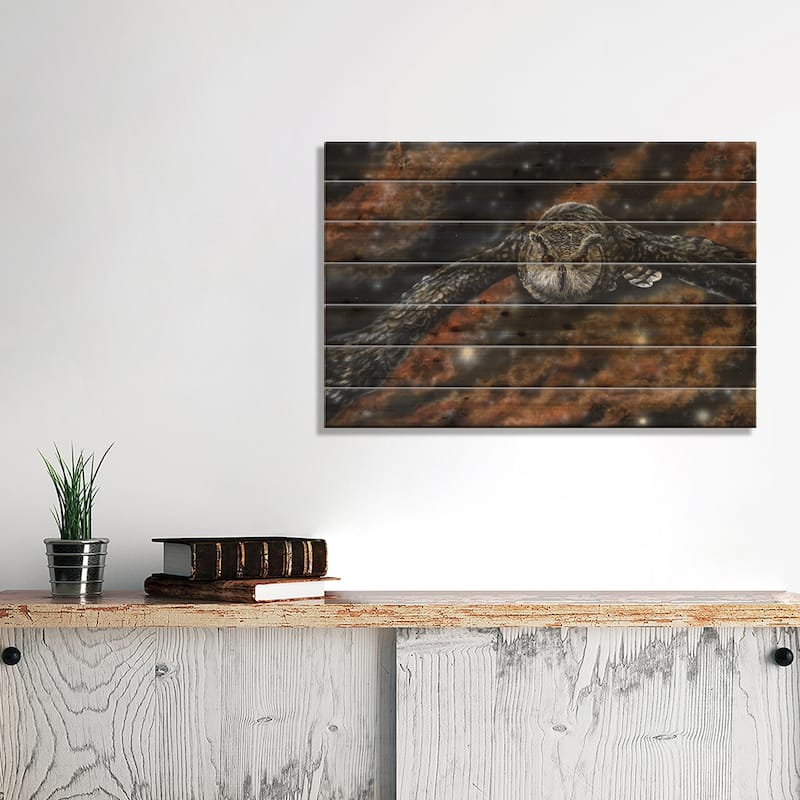 Silent Wings Print On Wood by Angela Bawden - Multi-Color