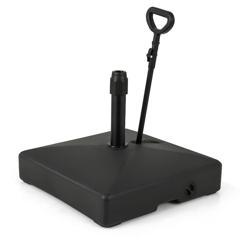 Black Heavy Duty Outdoor Umbrella Stand with Rolling Wheels Adjustable Handle and Fillable Base - 24" x 24" x 28"-40"