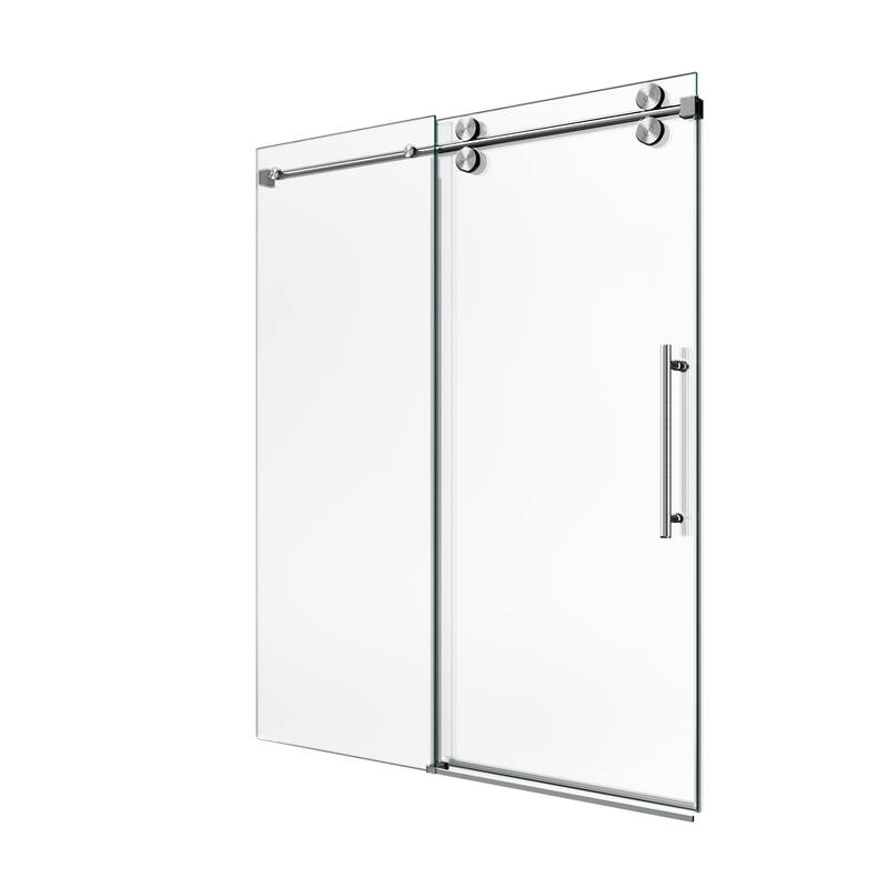 GDFStudio - Modern America Design Frameless Single Sliding Shower Door with 5/16" SGCC Tempered Glass & Stainless Steel Hardware