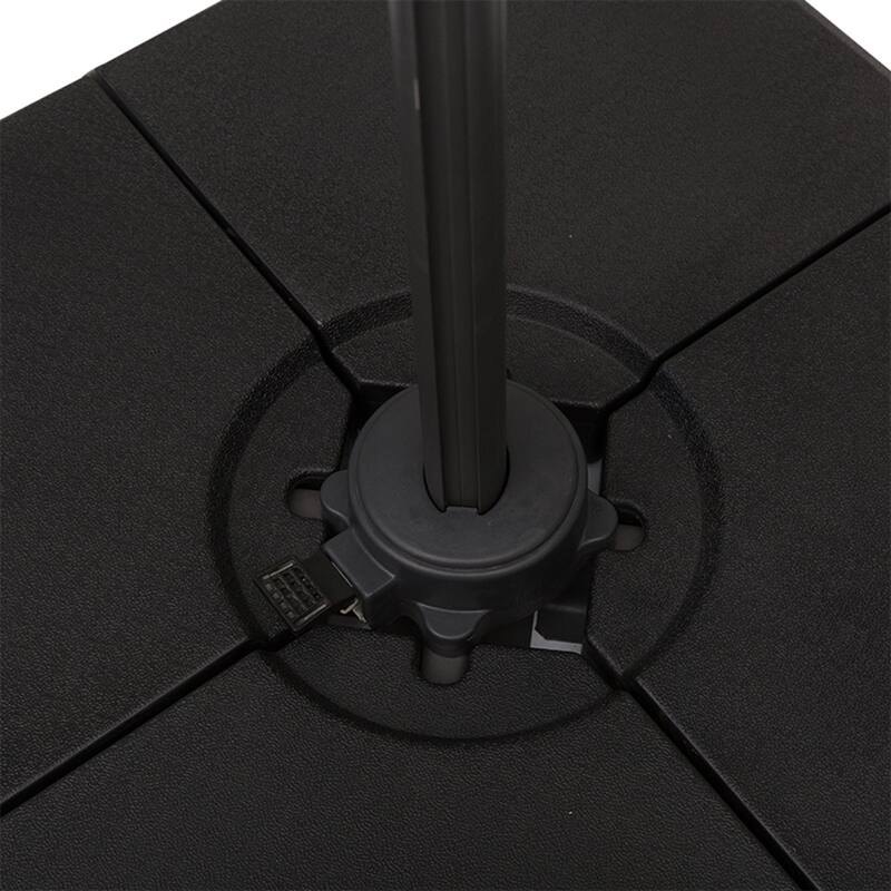 Outsunny Cantilever Umbrella Base Stand Holder with Channel Grooves for Powerful Support, 4-Piece, Black