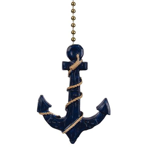 Navy Blue Anchor Ceiling Fan Light Dimensional Pull Resin