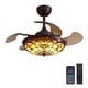 preview thumbnail 30 of 49, Smart Tiffany Stained Glass Retractable Led Ceiling Fan