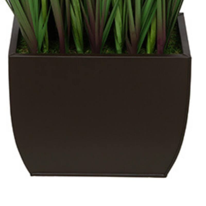 Faux PVC Grass in Large Rectangle Zinc Planter
