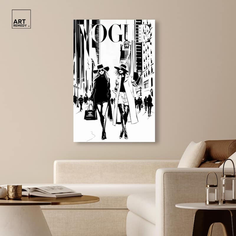 Shopping Gals Cover Canvas by Art Remedy, Gallery Wrapped