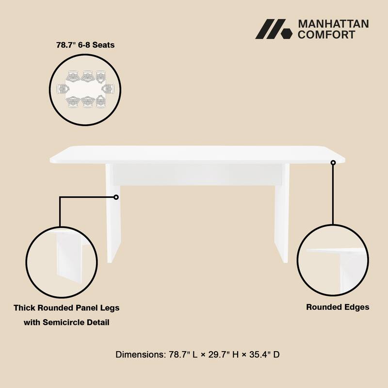Manhattan Comfort Modern Ella 78.7 In White Dining Table