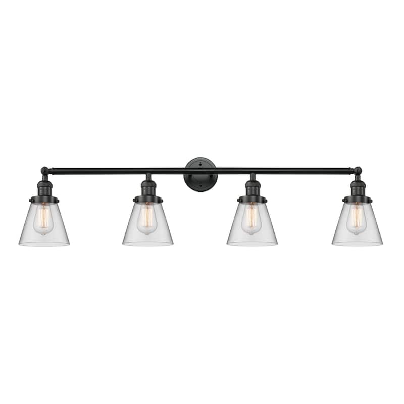 Innovations Lighting 215-10-42 Cone Vanity Cone 4 Light 42" Wide - Matte Black / Clear