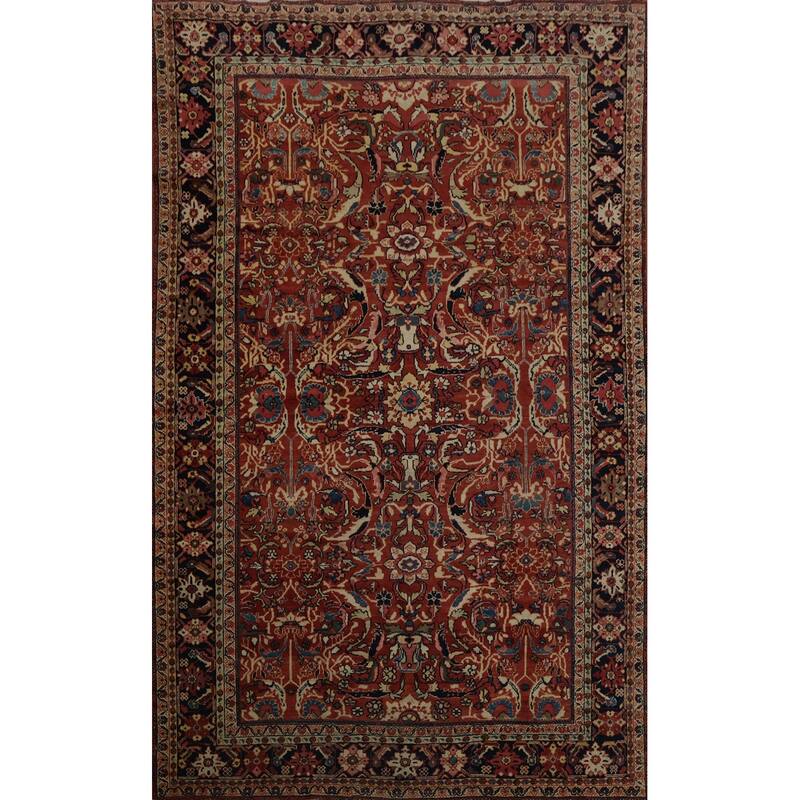 Hand Knotted Oriental 100% Wool Carpet Traditional Floral Oranges & Rust Mahal Area Rug - 10' 3'' X 6' 11''
