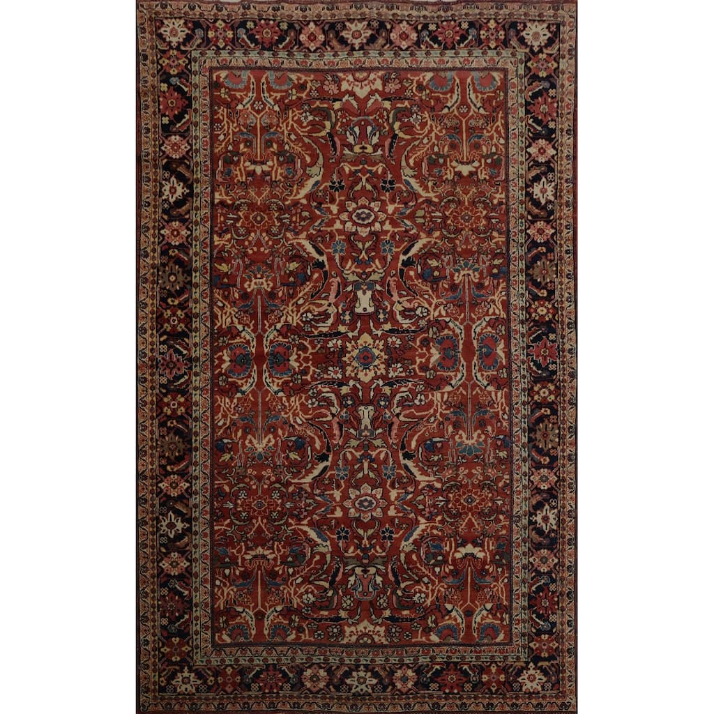Hand Knotted Oriental 100% Wool Carpet Traditional Floral Oranges & Rust Mahal Area Rug - 10' 3'' X 6' 11''