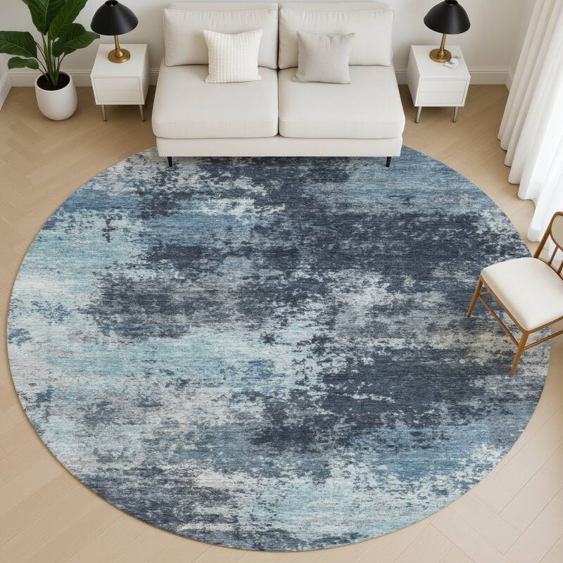 Premium Washable Super Soft Abstract Casual Mayfield Rug - Blue - 8' x 8'