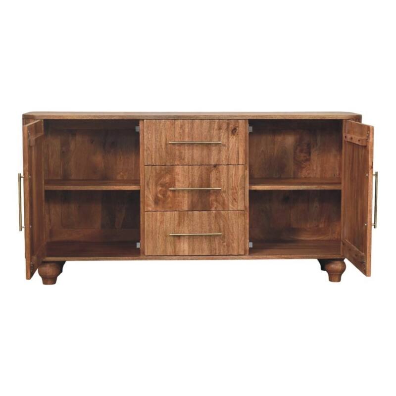 Artisan Furniture Solid Wood Montara Sideboard, Golden Teak, 2-Doors, 3-Drawers