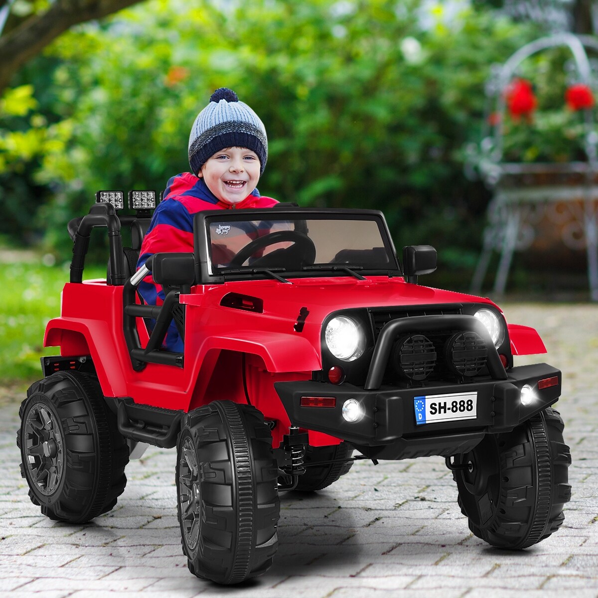 costway 12v kids electric bluetooth ride on car with remote control