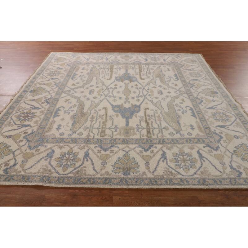 All-Over Oushak Oriental Square Area Rug Handmade Wool Carpet - 7'10"x 7'11"