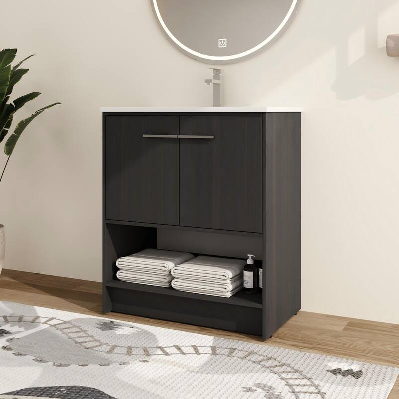 Malwee 30"/36" FreeStanding Bathroom Vanity, Floor Stand Bathroom Vanity with Sink and Soft Close Door