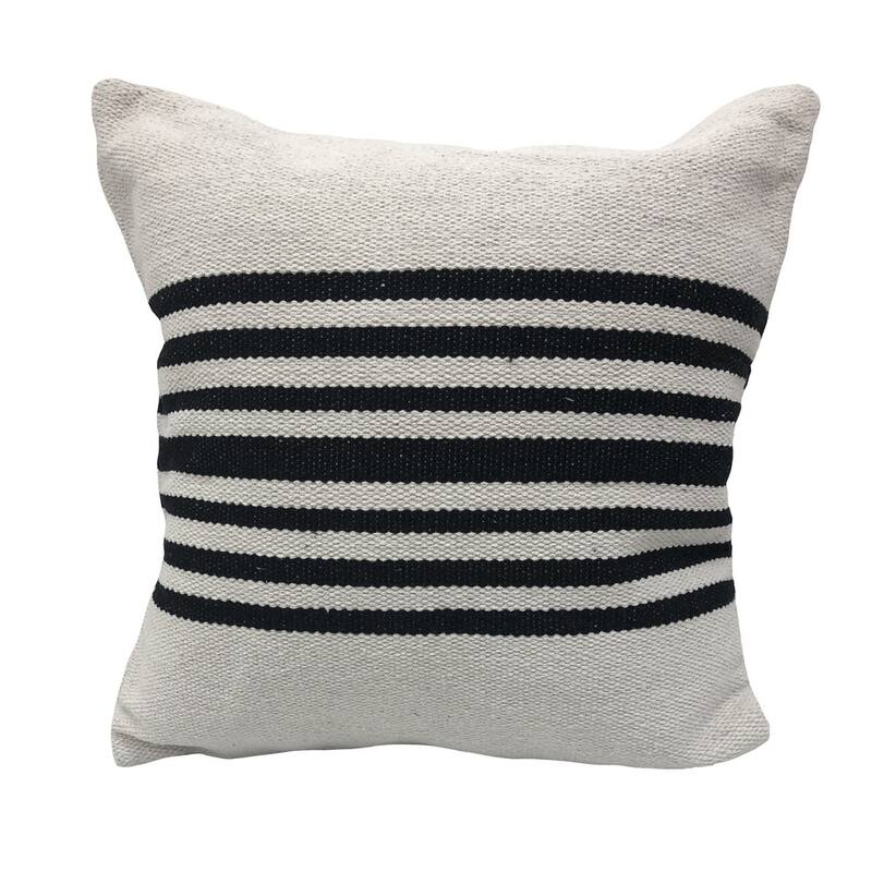Sevita Bold Black Striped Throw Pillow - Pillow Covers - 22" x 22" - Cover Only - Ivory - Single