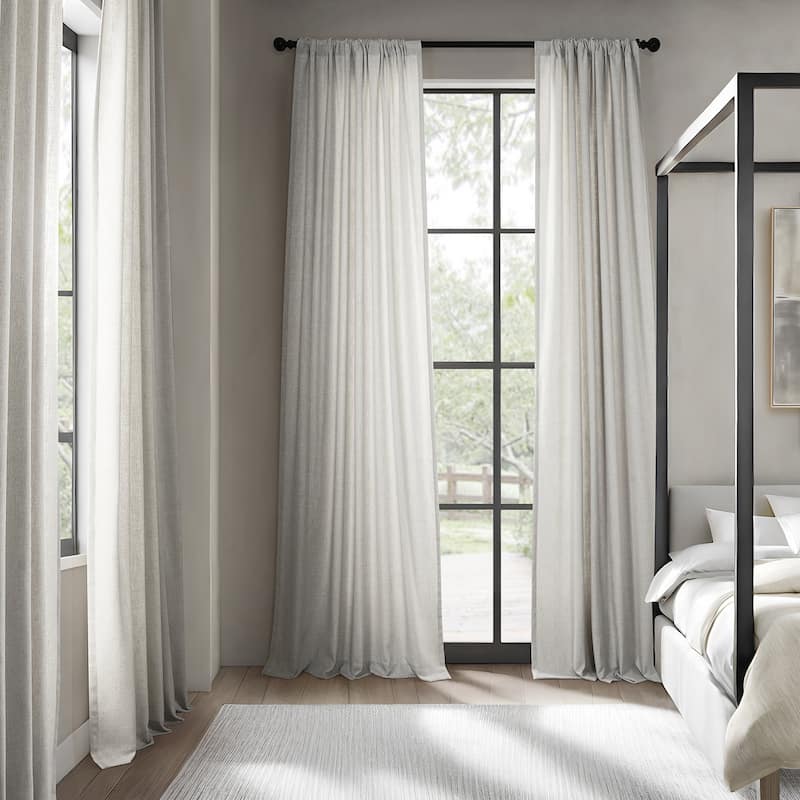Exclusive Fabrics Basic Faux Linen Curtain Pair - 2 Panels - Light Filtering Window Curtains