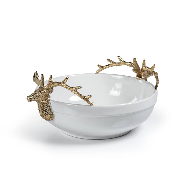 Alberg Ceramic Bowl with Gold Stagg Head Design