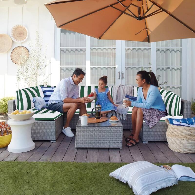 14pcs Outdoor Couch Cushions,4" Waterproof Sectional Rattan Conversation Set Cushions(Only Cushions+Covers,No Sofa) - 14PCS