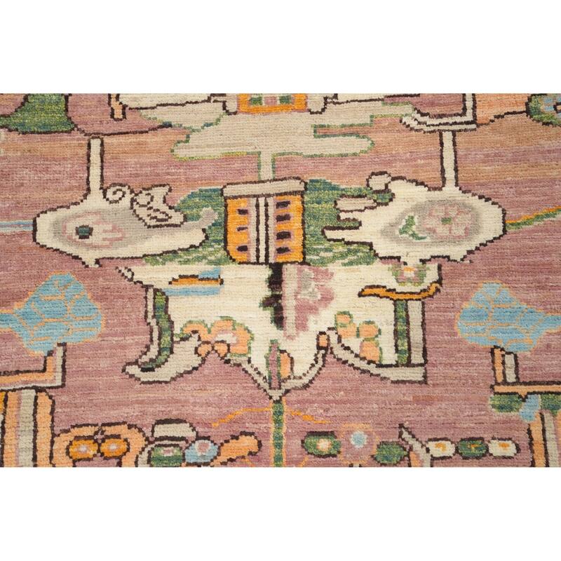 Hand Knotted Oriental 100% Wool Carpet Transitional Geometric Beige & Ivories Oushak Area Rug - 9' 11'' X 10' 1''