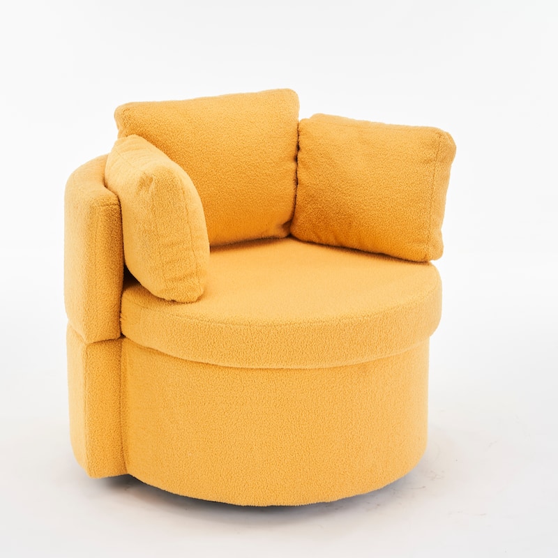Swivel And Storage Chair With Back Cushion For Living Room