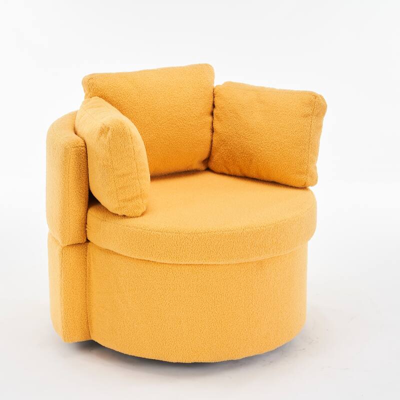 Teddy Fabric Swivel Storage Chair With Back Cushion